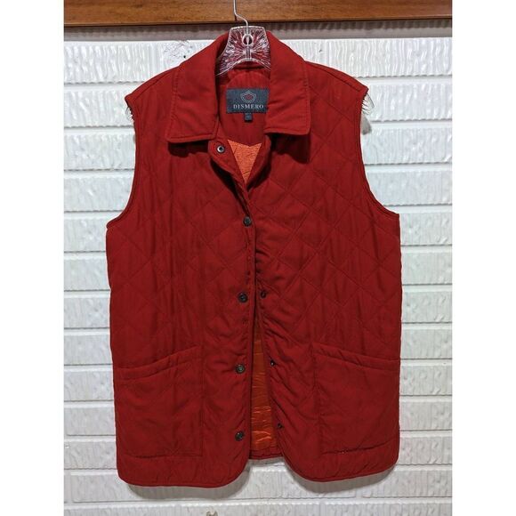 Dismero Women's Red Button-Down Quilted Vest Size M - Picture 1 of 6